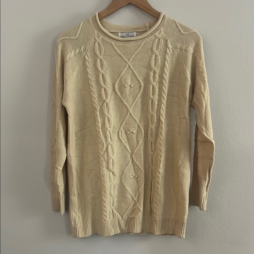 Bailey's Blossom Cable Knit Tan Sweater